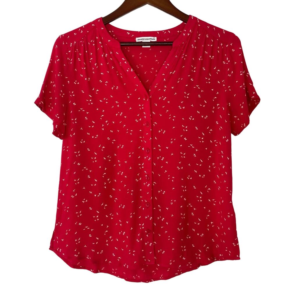 Button Down V Neck Blouse